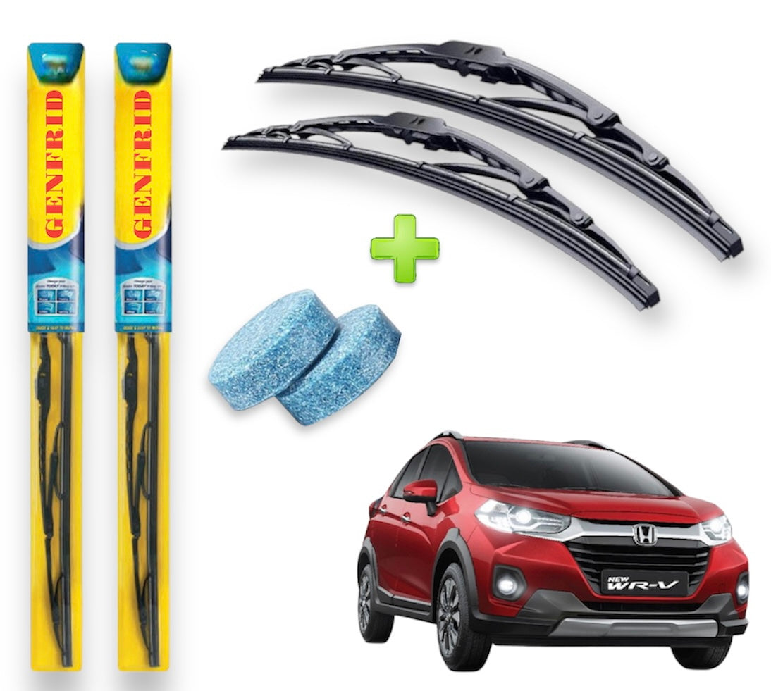 Genfrid Metal Frame Car Wiper For Honda WRV (Right-24, Left–14) (Pack Of 2)(Free Washer Tablet)