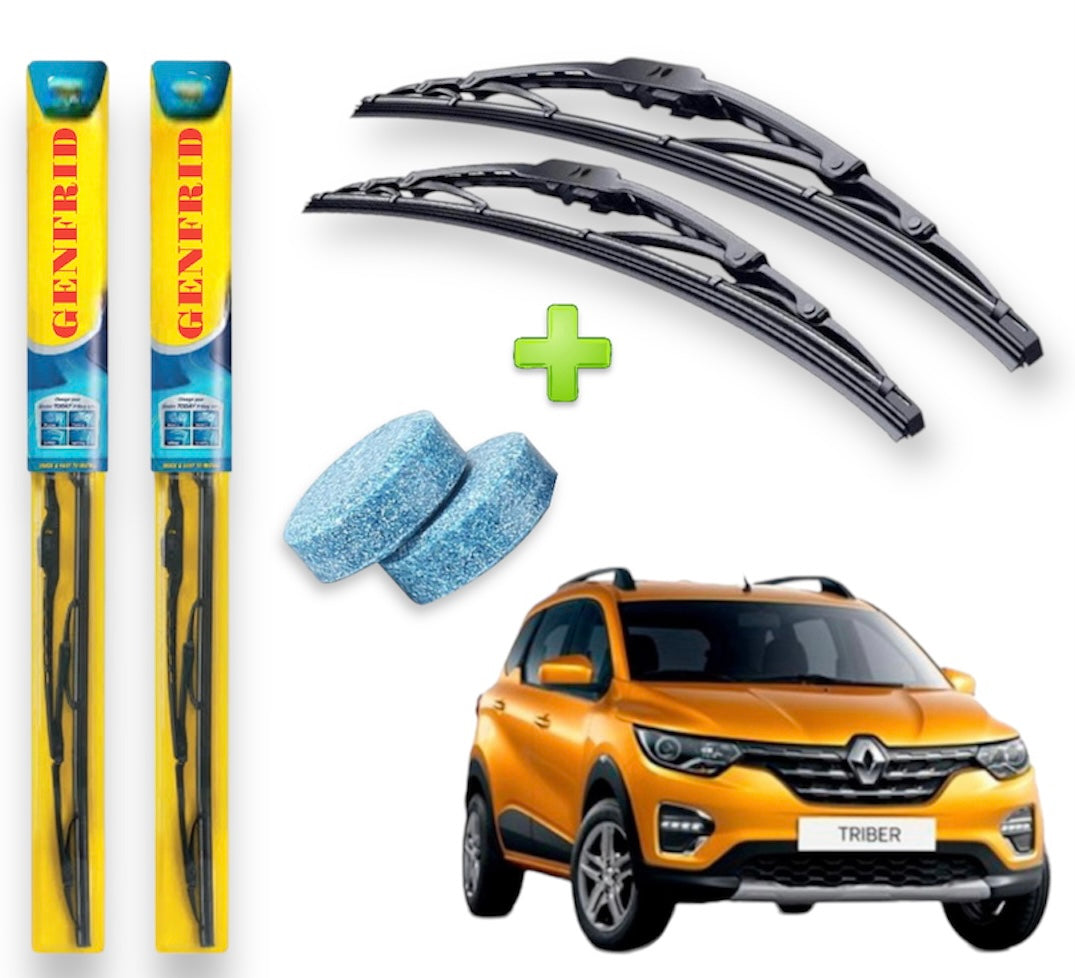 Genfrid Metal Frame Car Wiper For Renault Triber (Right-20, Left–16) (Pack Of 2)(Free Washer Tablet)