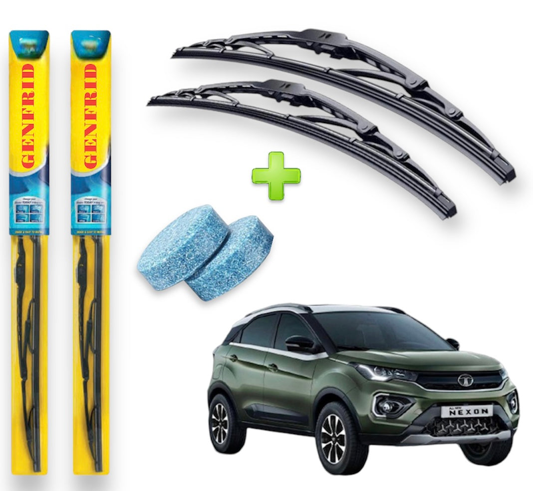 Genfrid Metal Frame Car Wiper For Tata Nexon (Right-24, Left–14) (Pack Of 2)(Free Washer Tablet)