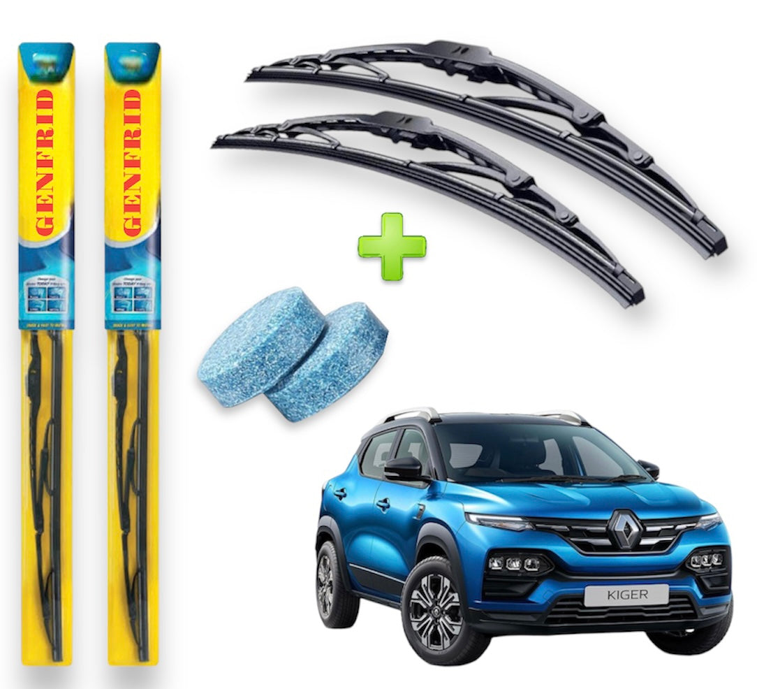 Genfrid Metal Frame Car Wiper For Renault Kiger (Right-20, Left–16) (Pack Of 2)(Free Washer Tablet)