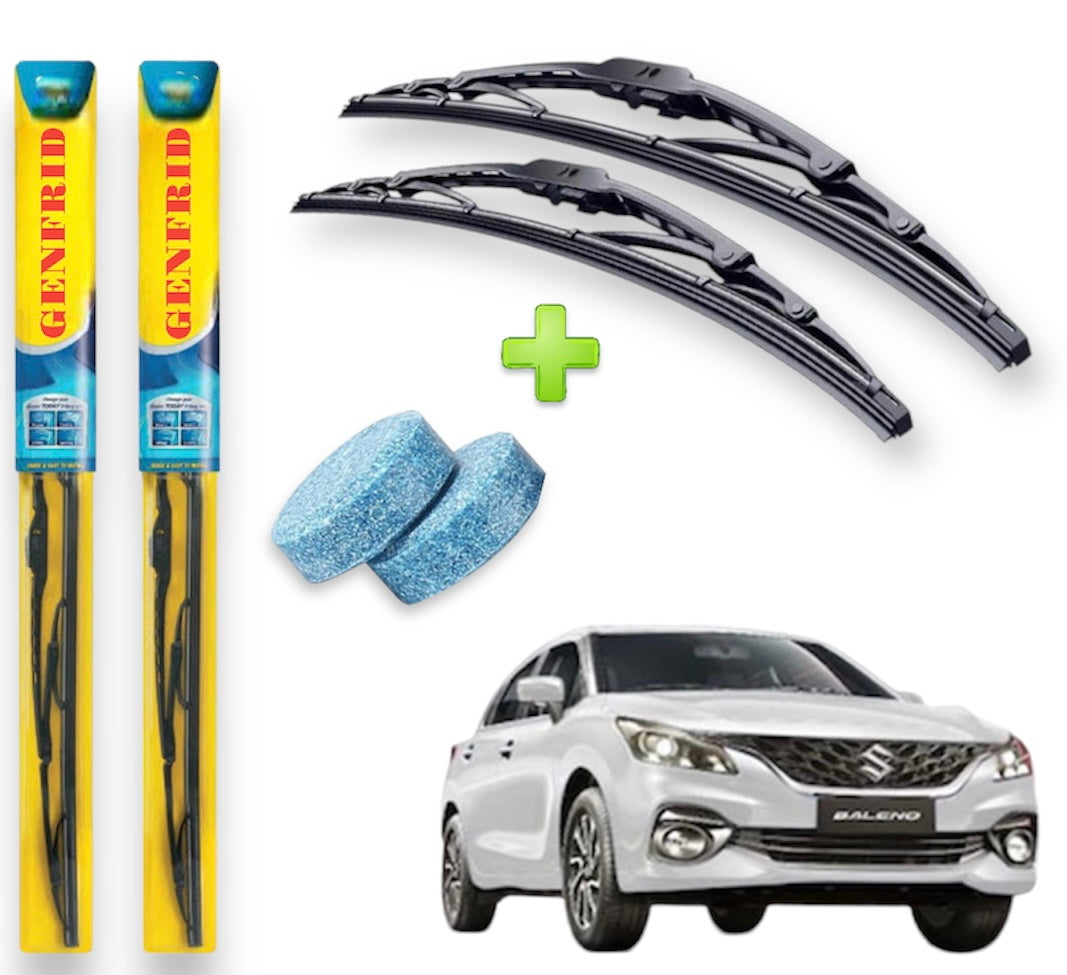 Genfrid Metal Frame Car Wiper For Maruti Baleno 2022 (Right-21, Left–19) (Pack Of 2)(Free Washer Tablet)
