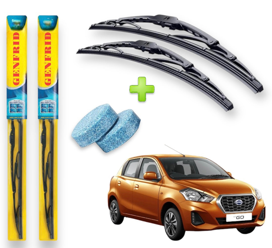 Genfrid Metal Frame Car Wiper For DatsunGo (Right-24, Left–24) (Pack Of 2)(Free Washer Tablet)