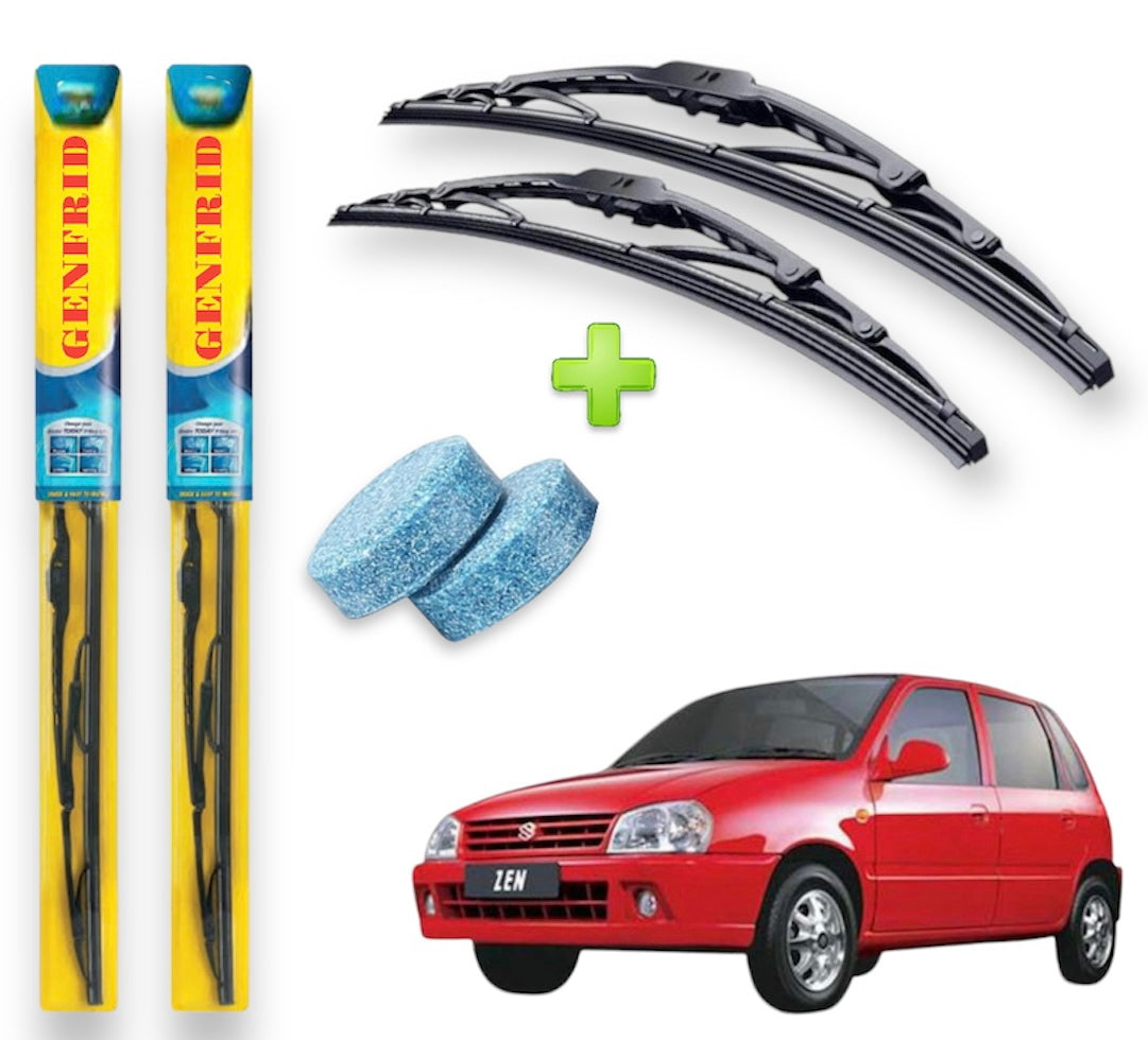 Genfrid Metal Frame Car Wiper For Maruti Zen (Right-19, Left–16) (Pack Of 2)(Free Washer Tablet)