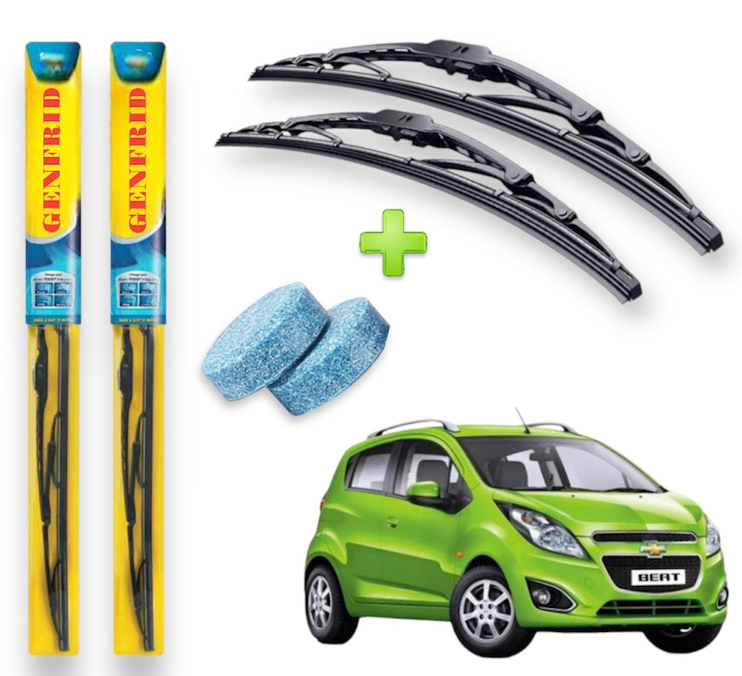 Genfrid Metal Frame Car Wiper For Chevrolet Beat (Right-22, Left–16) (Pack Of 2)(Free Washer Tablet)