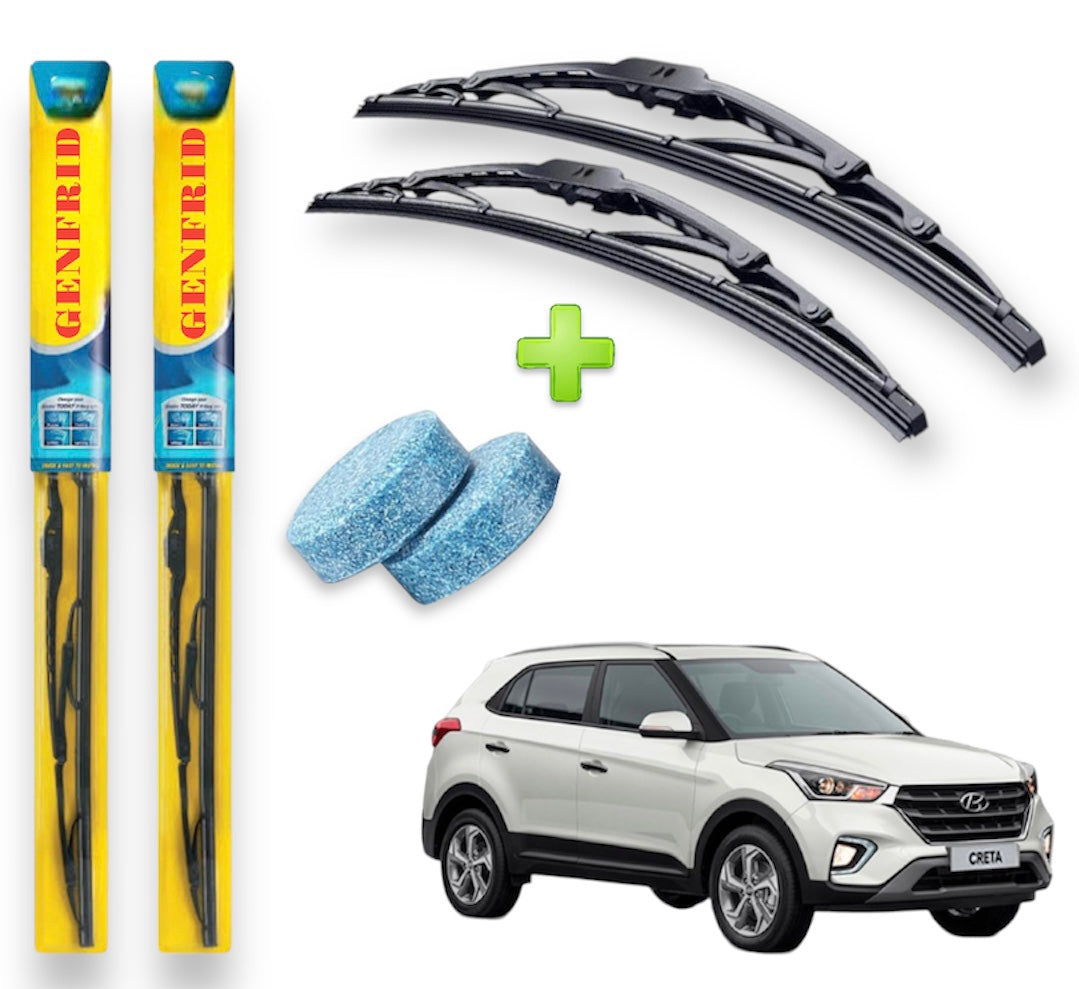 Genfrid Metal Frame Car Wiper For Hyundai Creta 2015-19 (Right-26, Left–16) (Pack Of 2)(Free Washer Tablet)