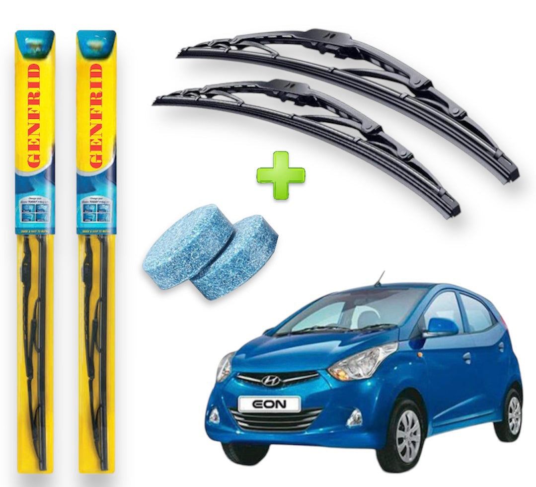 Genfrid Metal Frame Car Wiper For Hyundai Eon (Right-22, Left–16) (Pack Of 2)(Free Washer Tablet)