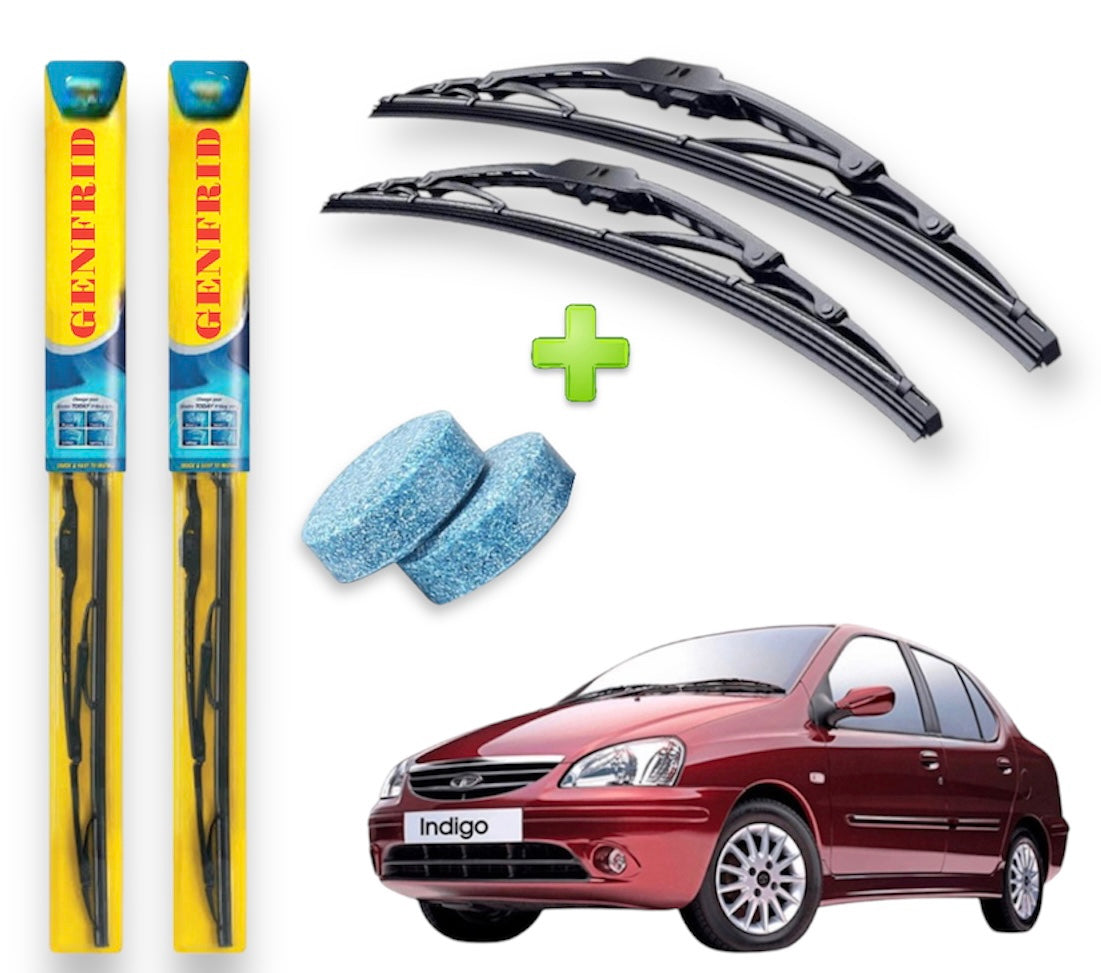 Genfrid Metal Frame Car Wiper For Tata Indigo (Right-24, Left–16) (Pack Of 2)(Free Washer Tablet)