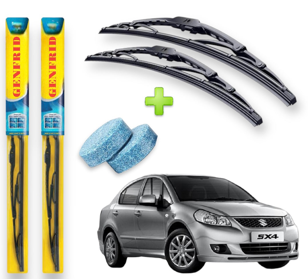 Genfrid Metal Frame Car Wiper For Maruti SX4 (Right-24, Left–14) (Pack Of 2)(Free Washer Tablet)