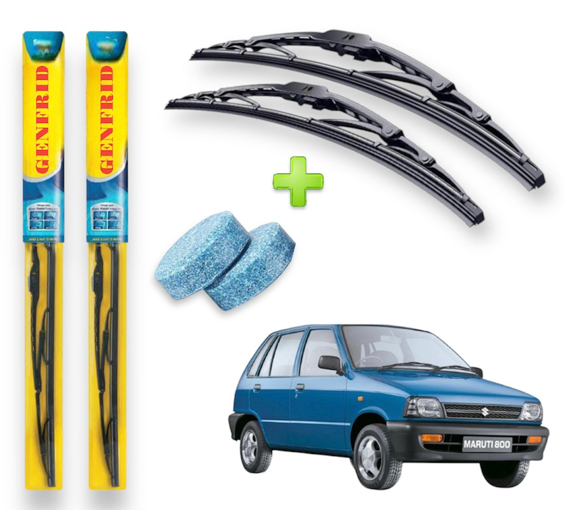 Genfrid Metal Frame Car Wiper For Maruti 800 (Right-18, Left–18) (Pack Of 2)(Free Washer Tablet)