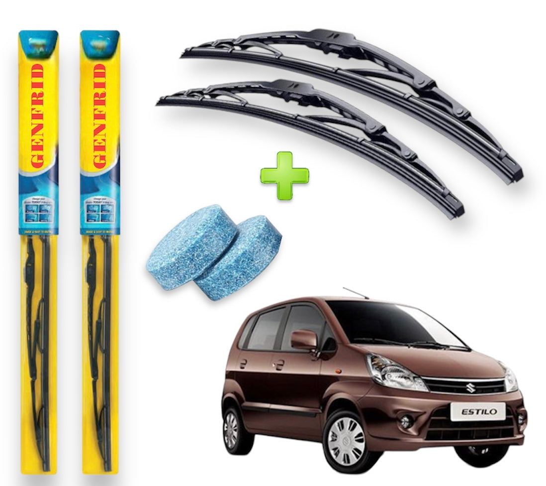 Genfrid Metal Frame Car Wiper For Maruti Zen Estilo (Right-21, Left–12) (Pack Of 2)(Free Washer Tablet)