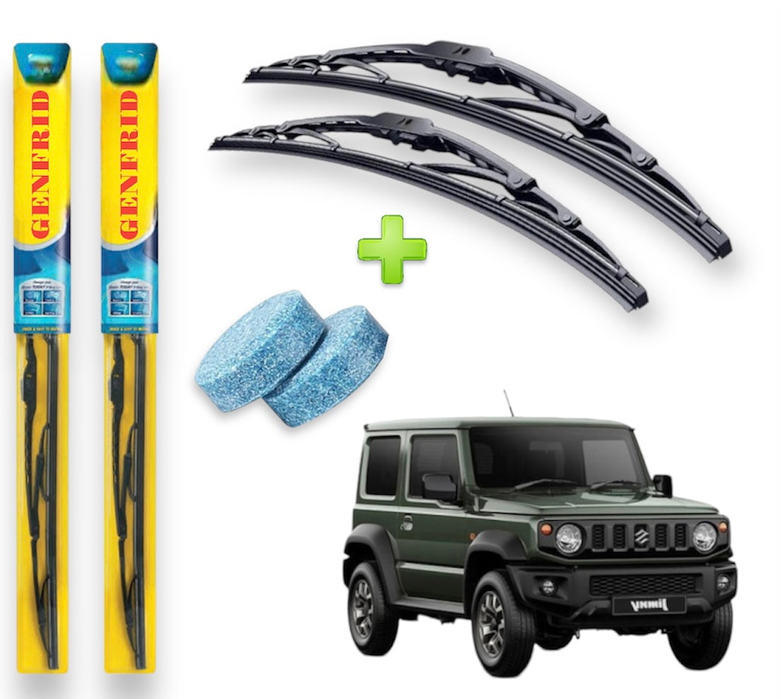 Genfrid Metal Frame Car Wiper For Maruti Jimny (Right-16, Left–16) (Pack Of 2)(Free Washer Tablet)