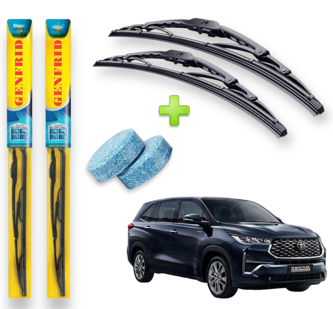 Genfrid Metal Frame Car Wiper For Toyota Innova Hycross (Right-24, Left–16) (Pack Of 2)(Free Washer Tablet)