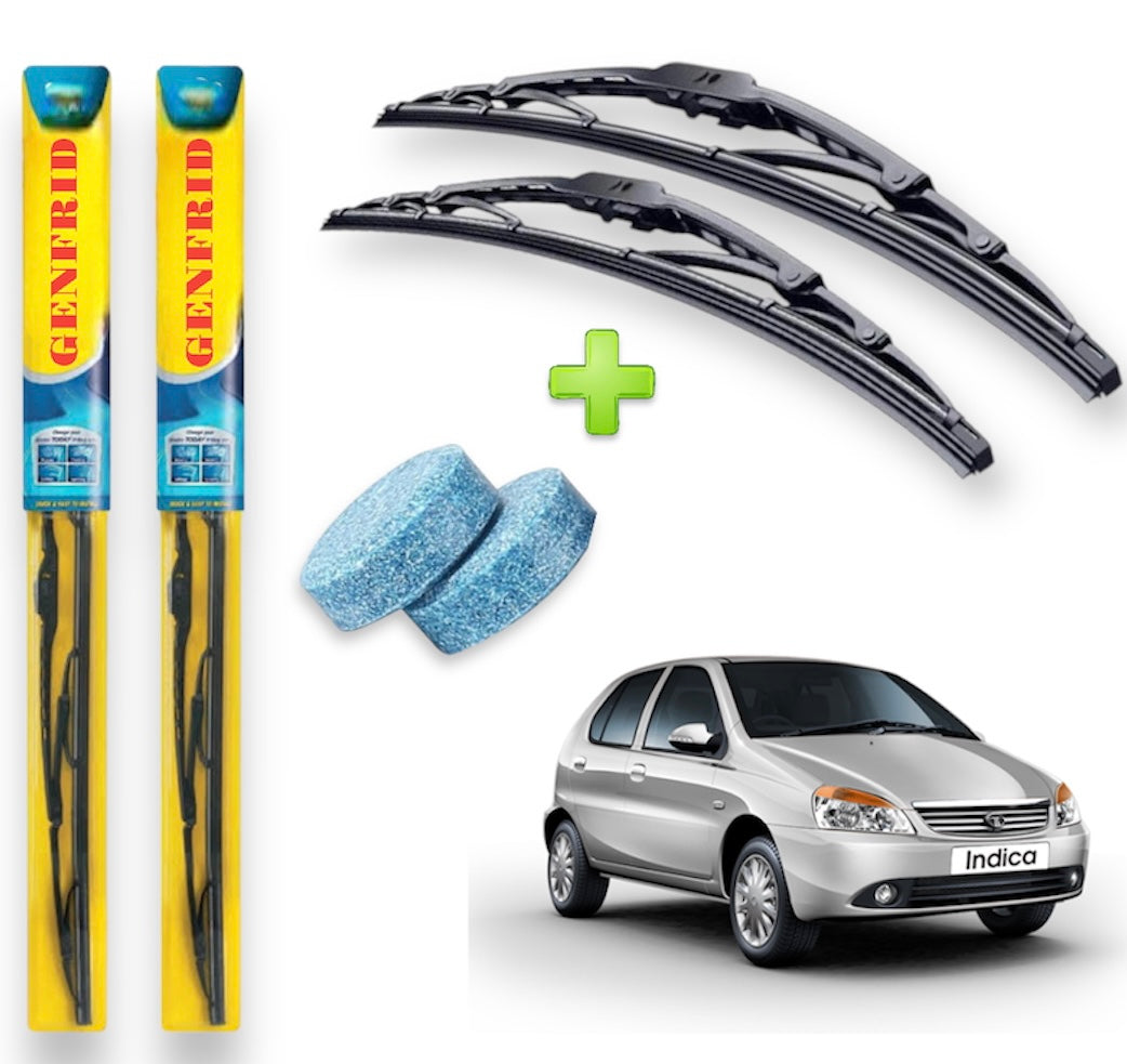 Genfrid Metal Frame Car Wiper For Tata Indica (Right-24, Left–16) (Pack Of 2)(Free Washer Tablet)