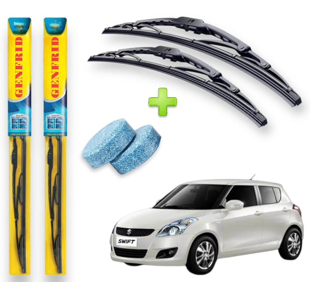 Genfrid Metal Frame Car Wiper For Maruti Swift 2005-11 (Right-21, Left–19) (Pack Of 2)(Free Washer Tablet)