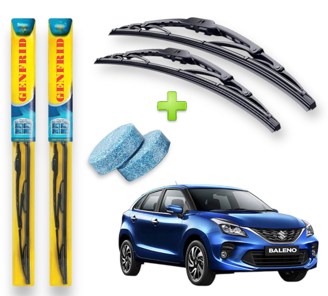Genfrid Metal Frame Car Wiper For Maruti Baleno 2015-19 (Right-21, Left–19) (Pack Of 2)(Free Washer Tablet)