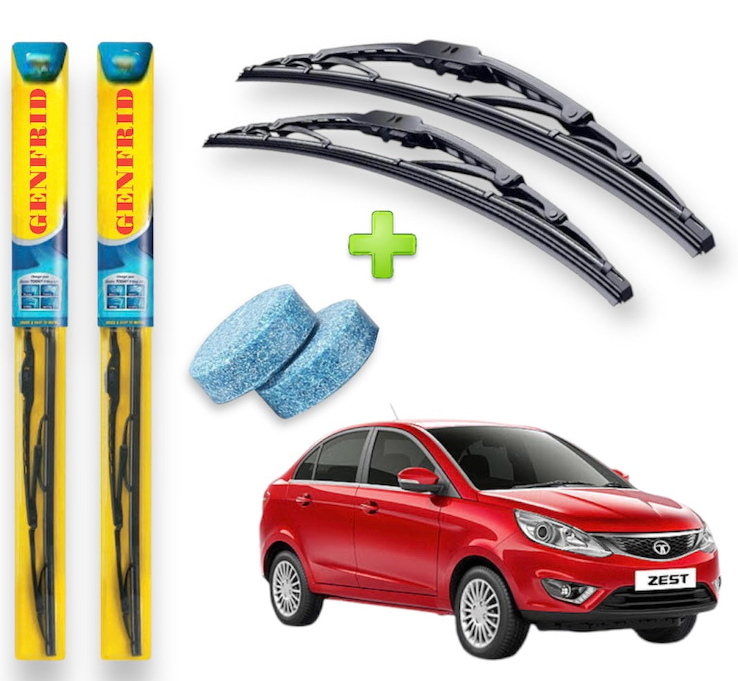 Genfrid Metal Frame Car Wiper For Tata Zest (Right-22, Left–16) (Pack Of 2)(Free Washer Tablet)