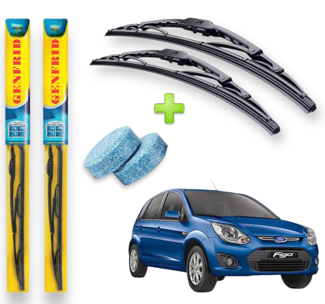 Genfrid Metal Frame Car Wiper For Ford Figo (Right-22, Left–16) (Pack Of 2)(Free Washer Tablet)