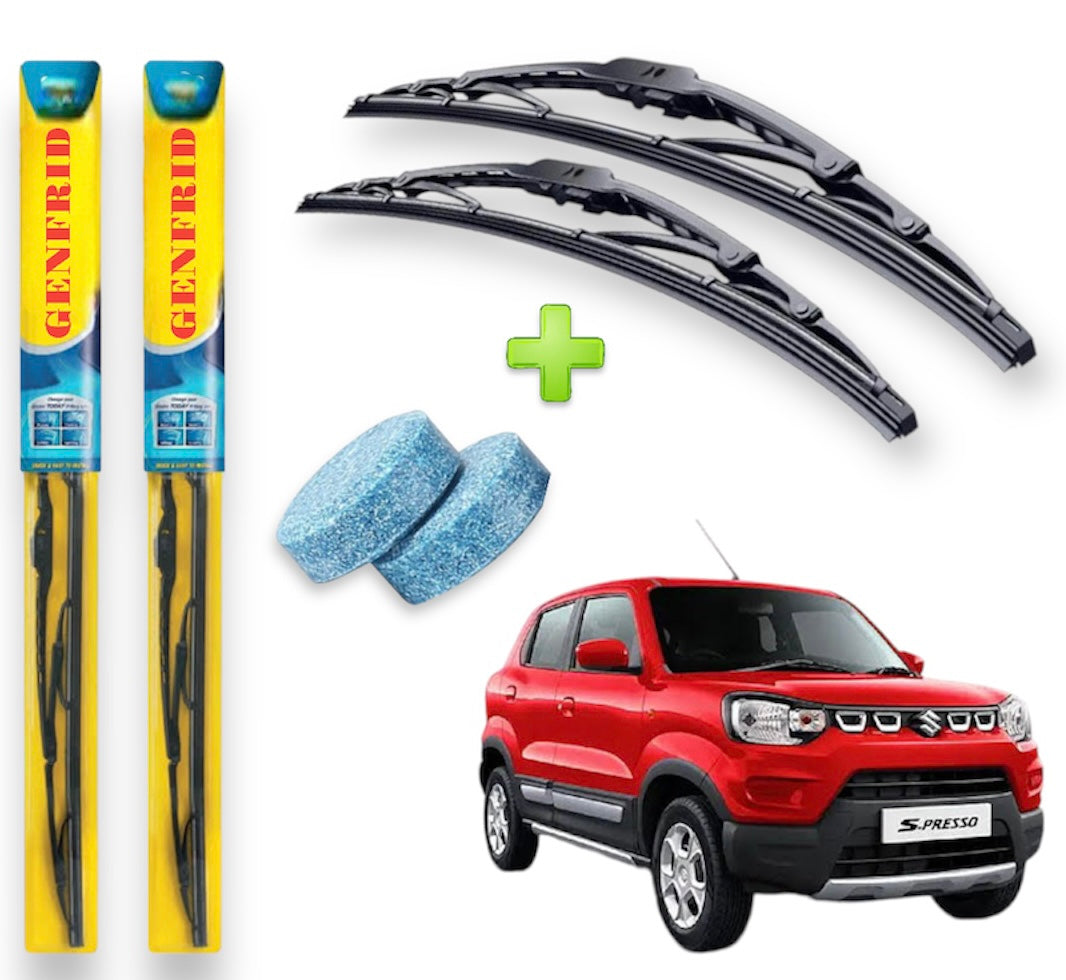 Genfrid Metal Frame Car Wiper For Maruti Spresso (Right-18, Left–16) (Pack Of 2)(Free Washer Tablet)
