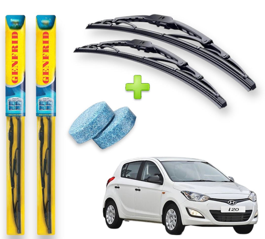 Genfrid Metal Frame Car Wiper For Hyundai I20 (Right-24, Left–16) (Pack Of 2)(Free Washer Tablet)