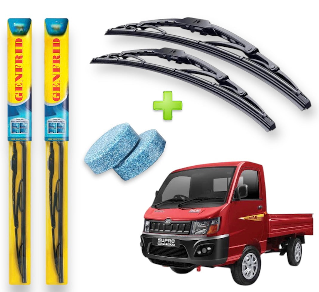 Genfrid Metal Frame Car/Mini Truck Wiper For Mahindra Supro (Right-19, Left–19) (Pack Of 2)(Free Washer Tablet)