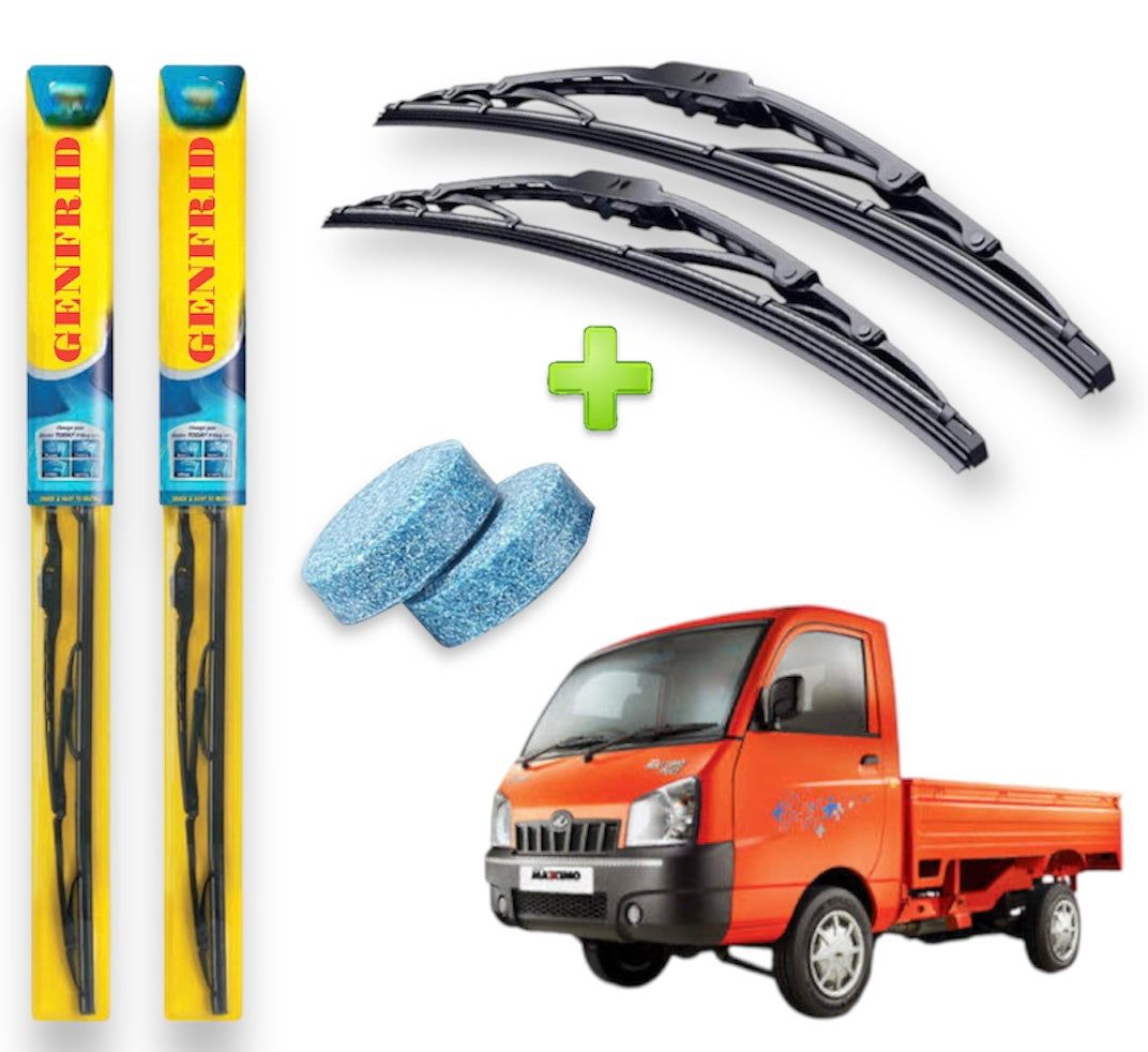 Genfrid Metal Frame Car/Mini Truck Wiper For Mahindra Maxximo (Right-19, Left–19) (Pack Of 2)(Free Washer Tablet)