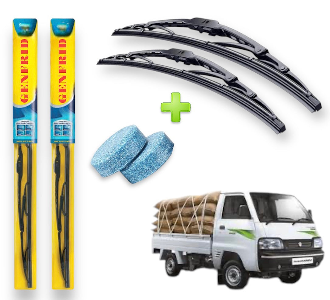 Genfrid Metal Frame Car/Mini Truck Wiper For Maruti Super Carry (Right-17, Left–17) (Pack Of 2)(Free Washer Tablet)