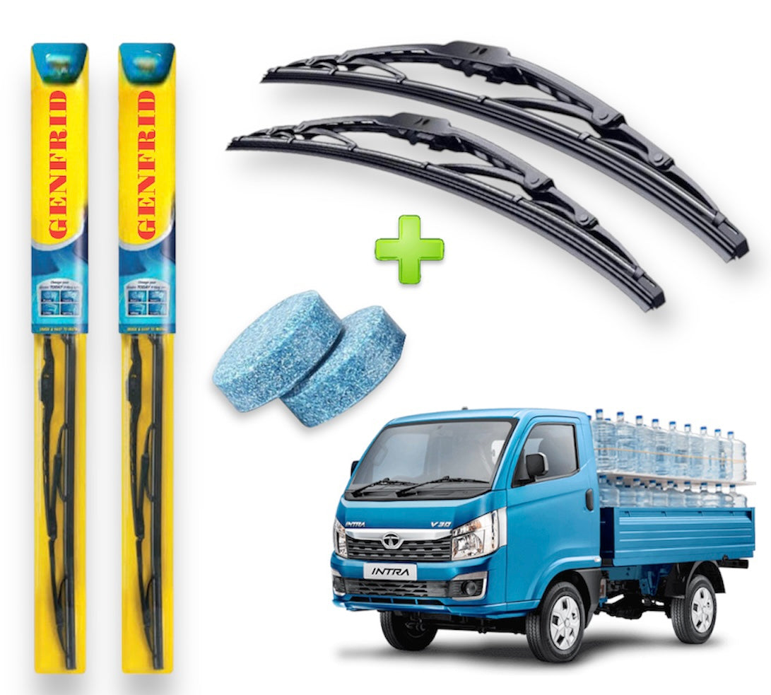 Genfrid Metal Frame Car/Mini Truck Wiper For Tata Intra (Right-20, Left–16) (Pack Of 2)(Free Washer Tablet)