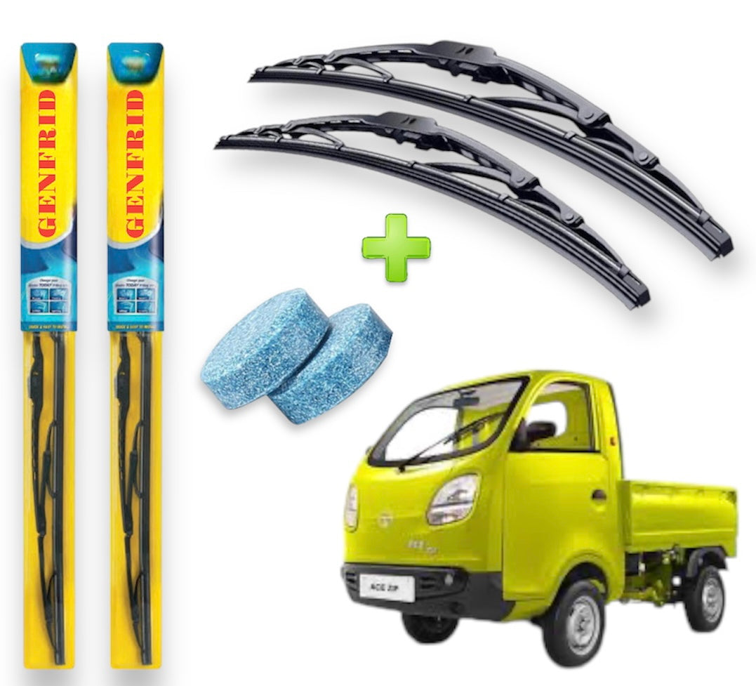 Genfrid Metal Frame Car/Mini Truck Wiper For Tata Zip (Right-16, Left–16) (Pack Of 2)(Free Washer Tablet)