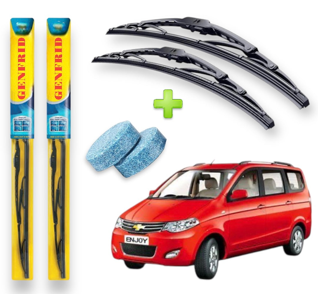 Genfrid Metal Frame Car Wiper For Chevrolet Enjoy (Right-21, Left–16) (Pack Of 2)(Free Washer Tablet)
