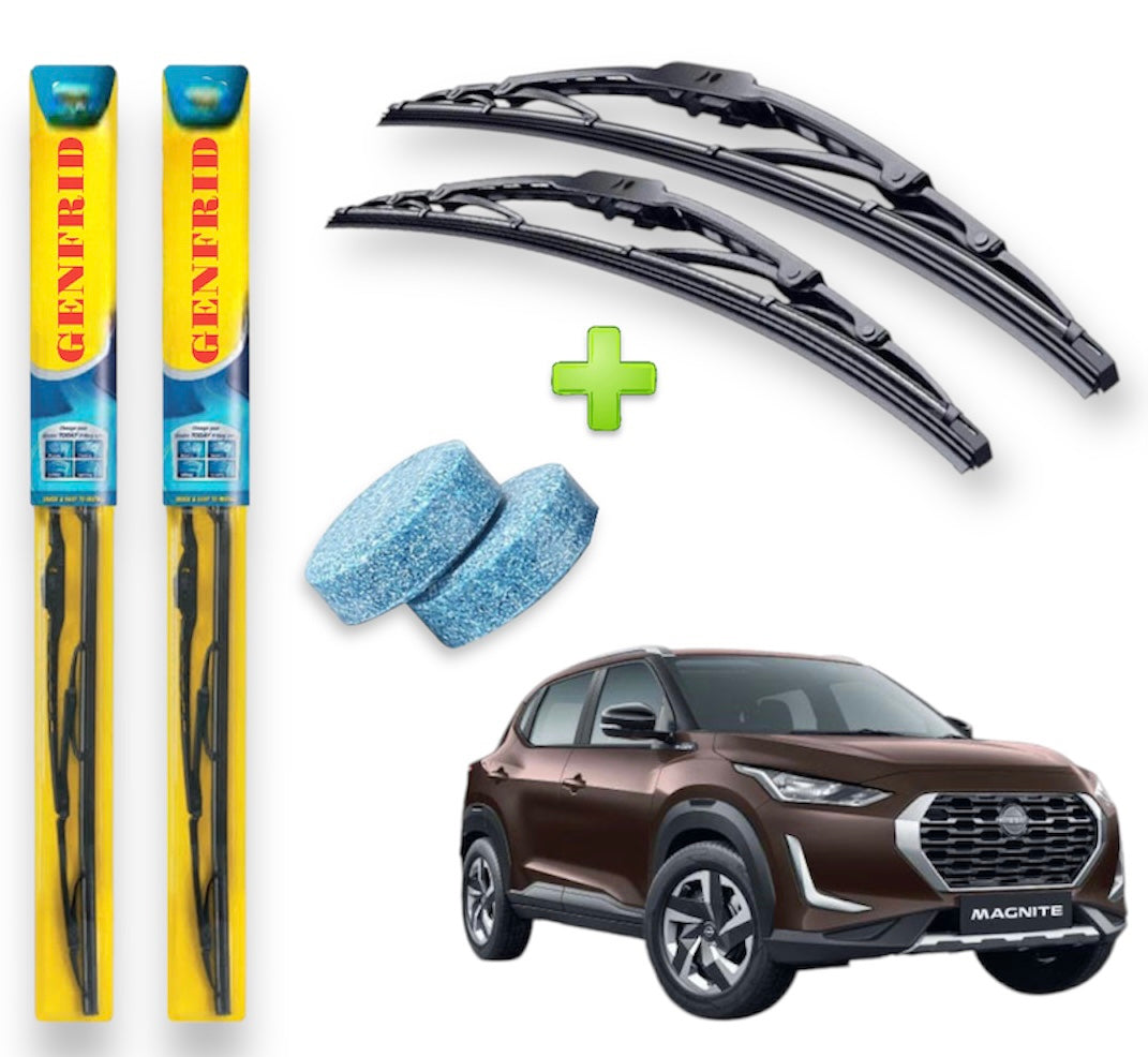 Genfrid Metal Frame Car Wiper For Nissan Magnite (Right-20, Left–16) (Pack Of 2)(Free Washer Tablet)