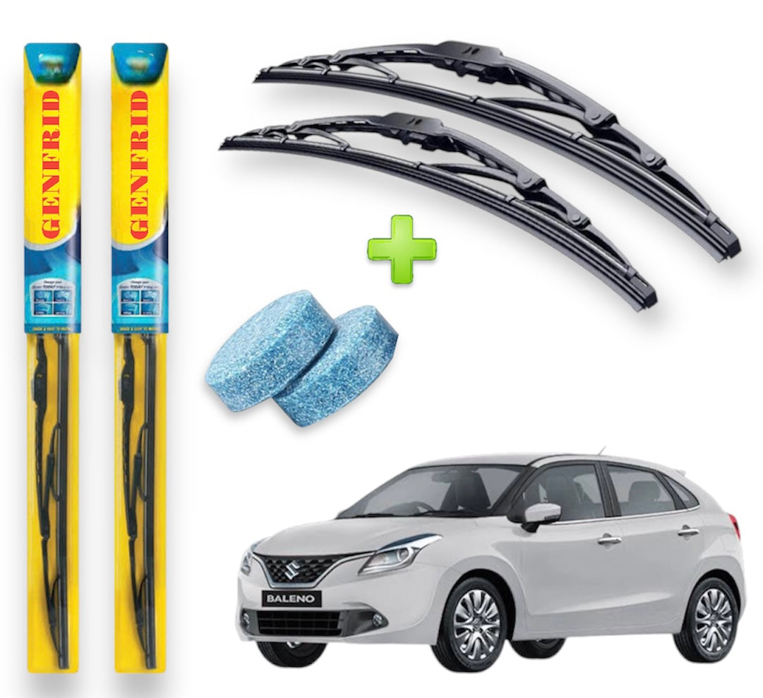 Genfrid Metal Frame Car Wiper For Maruti Baleno (Right-21, Left–19) (Pack Of 2)(Free Washer Tablet)