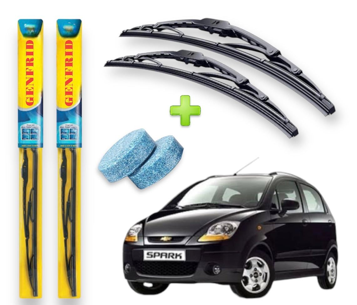 Genfrid Metal Frame Car Wiper For Chevrolet Spark (Right-21, Left–16) (Pack Of 2)(Free Washer Tablet)