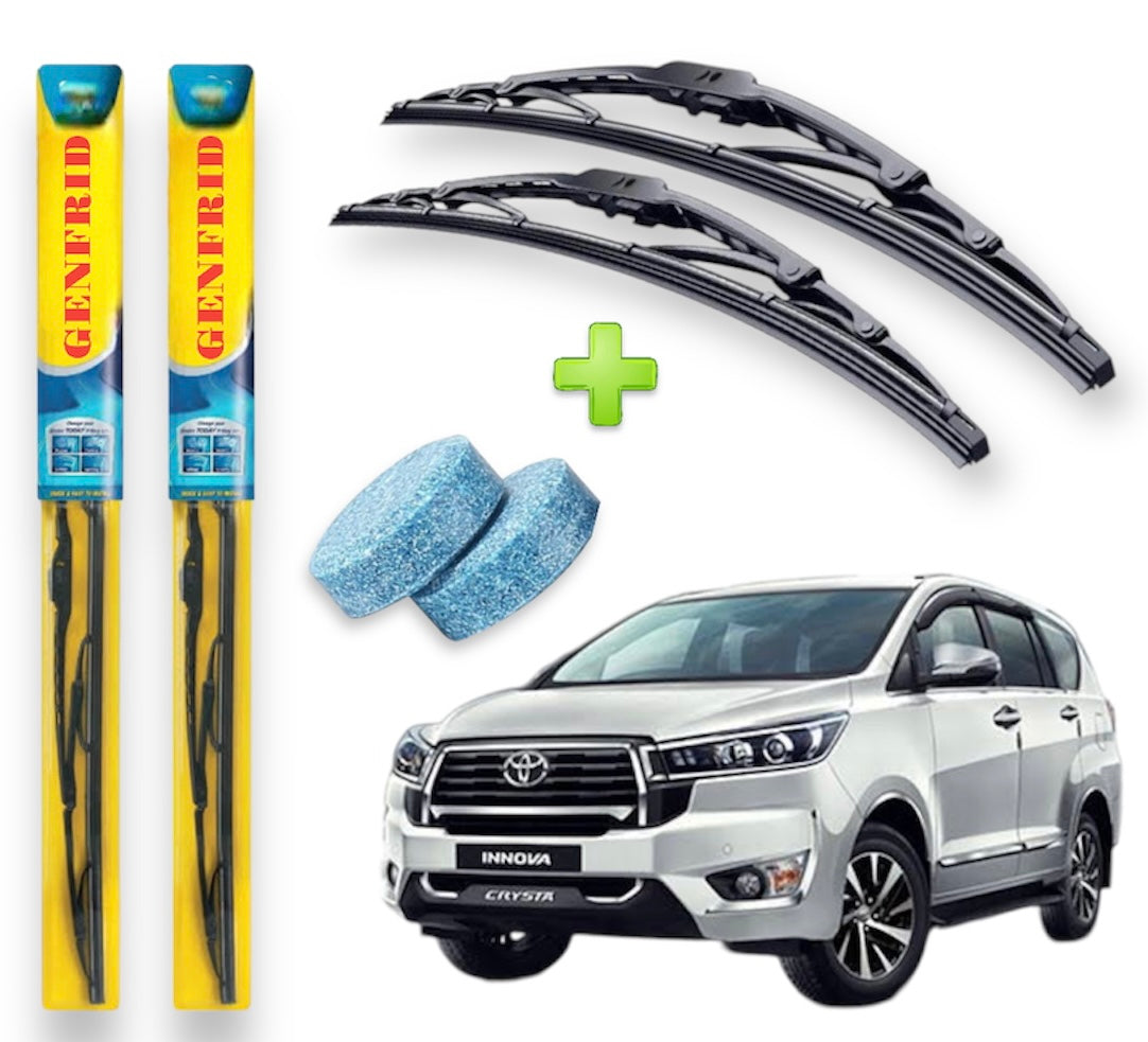 Genfrid Metal Frame Car Wiper For Toyota Innova Crysta (Right-26, Left–16) (Pack Of 2)(Free Washer Tablet)