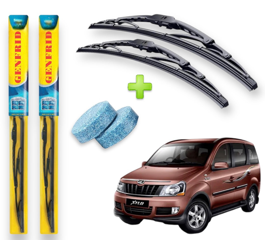 Genfrid Metal Frame Car Wiper For Mahindra Xylo (Right-24, Left–20) (Pack Of 2)(Free Washer Tablet)