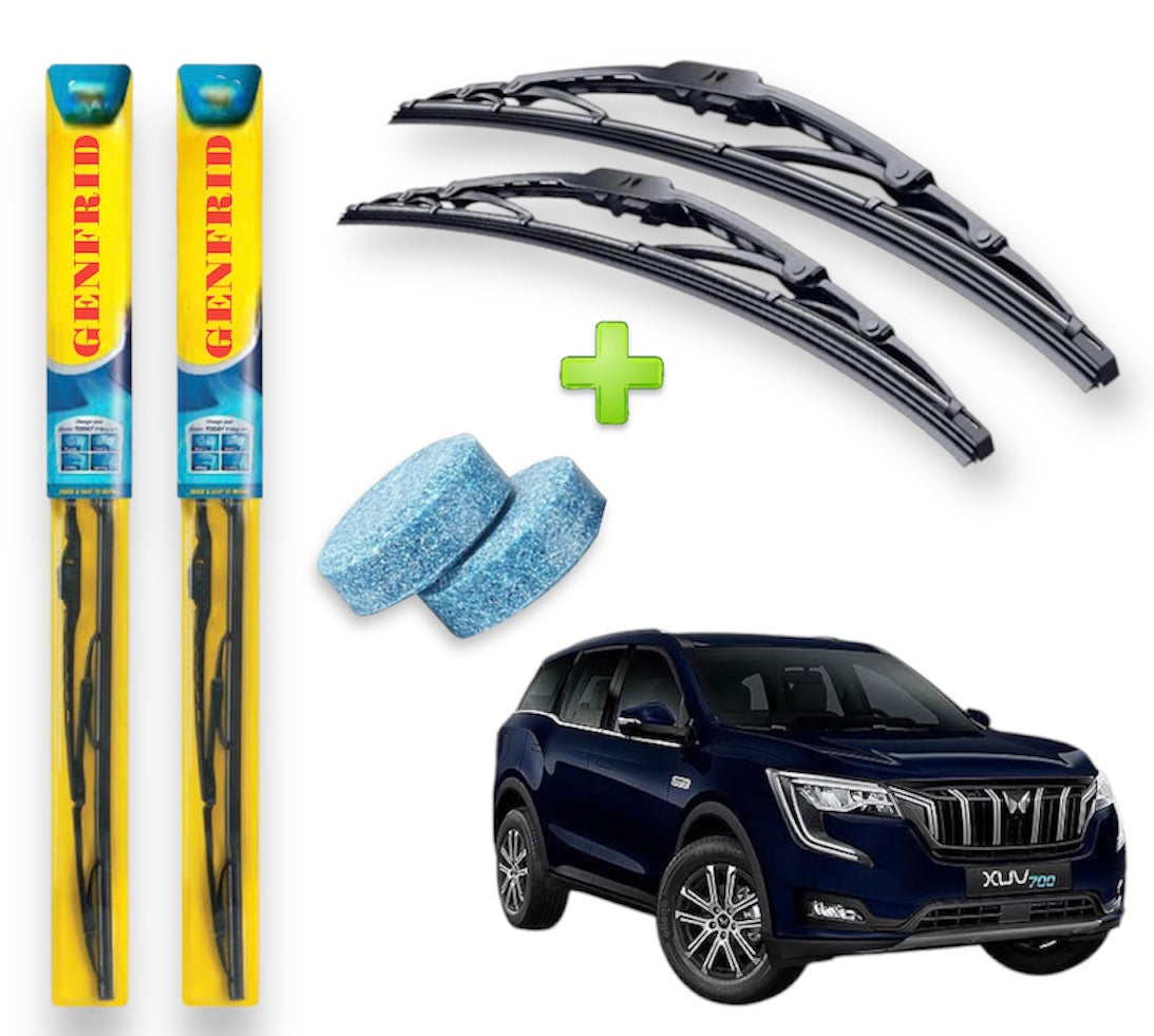 Genfrid Metal Frame Car Wiper For Mahindra XUV700 (Right-24, Left–16) (Pack Of 2)(Free Washer Tablet)
