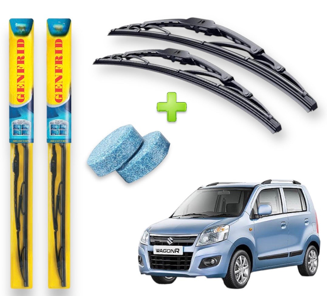 Genfrid Metal Frame Car Wiper For Maruti Wagonr 2010-18 (Right-20, Left–16) (Pack Of 2)(Free Washer Tablet)