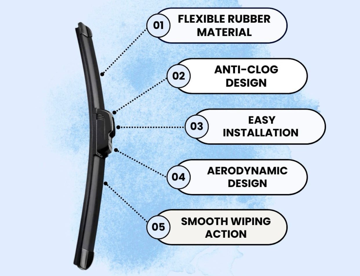 Genfrid Flat Rubber Frameless Car Wiper For Tata Indica Vista (Right-24, Left–16)(Pack Of 2)(Free Washer Tablet)