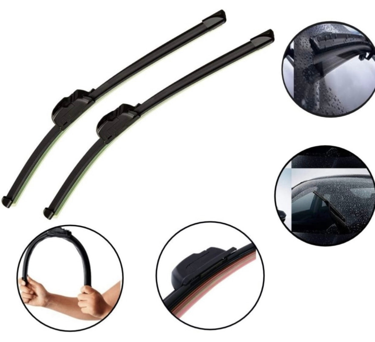 Genfrid Flat Rubber Frameless Car Wiper For Tata Indica Vista (Right-24, Left–16)(Pack Of 2)(Free Washer Tablet)