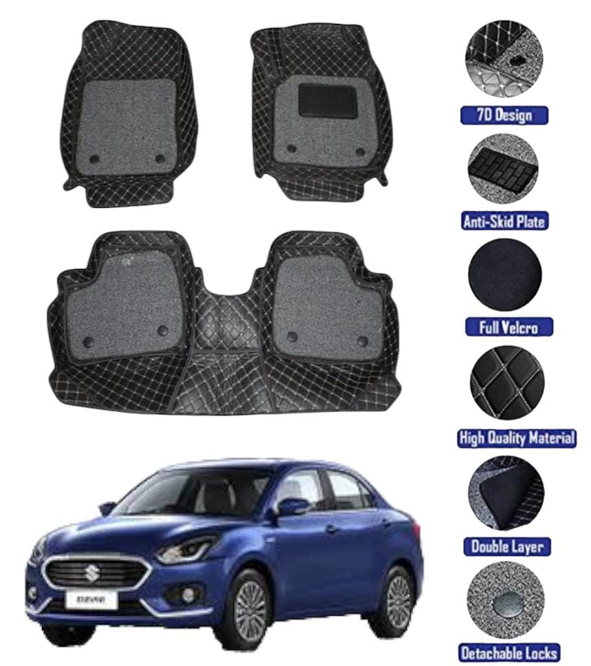 Genfrid 7D Premium Custom Fitted Car Mats For Maruti Swift Dzire