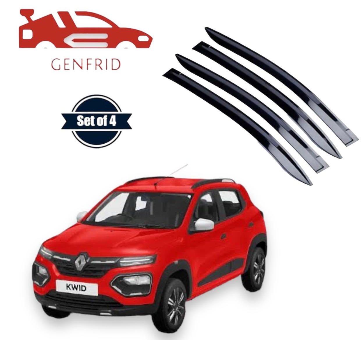 Genfrid Unbreakable Car Door Window Visor For Renault Kwid