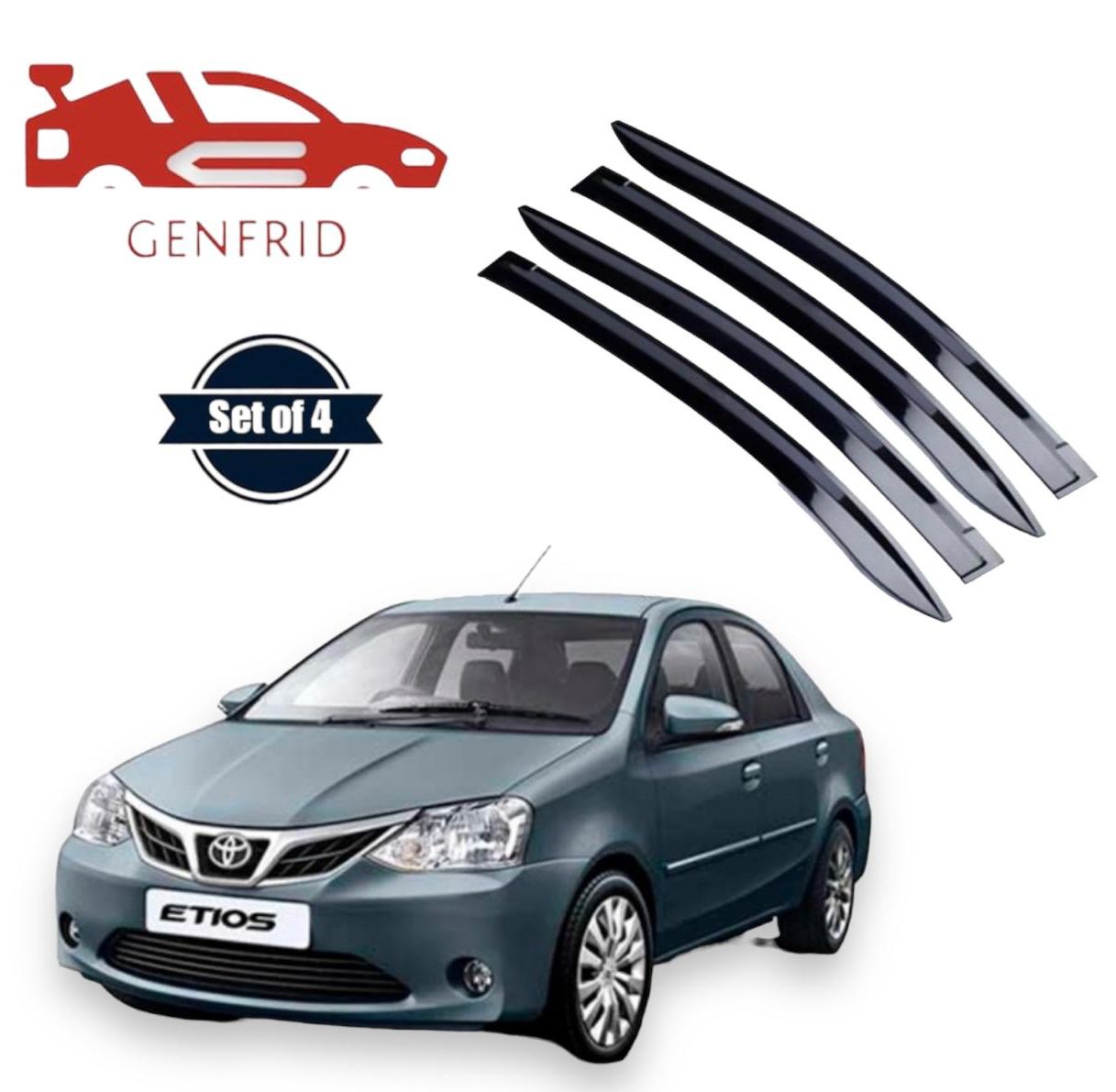Genfrid Unbreakable Car Door Window Visor For Toyota Etios