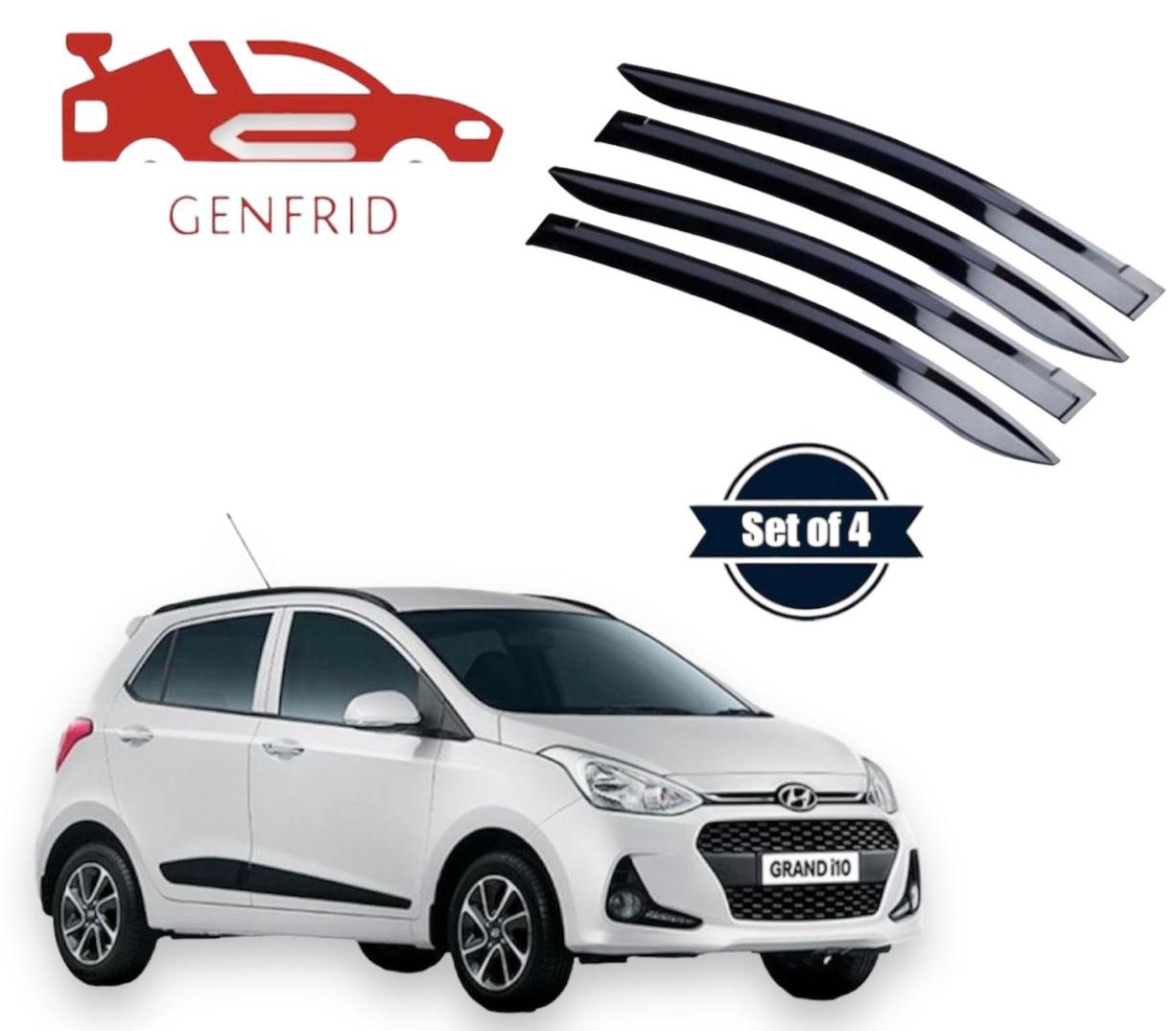 Genfrid Unbreakable Car Door Window Visor For Hyundai I10 Grand