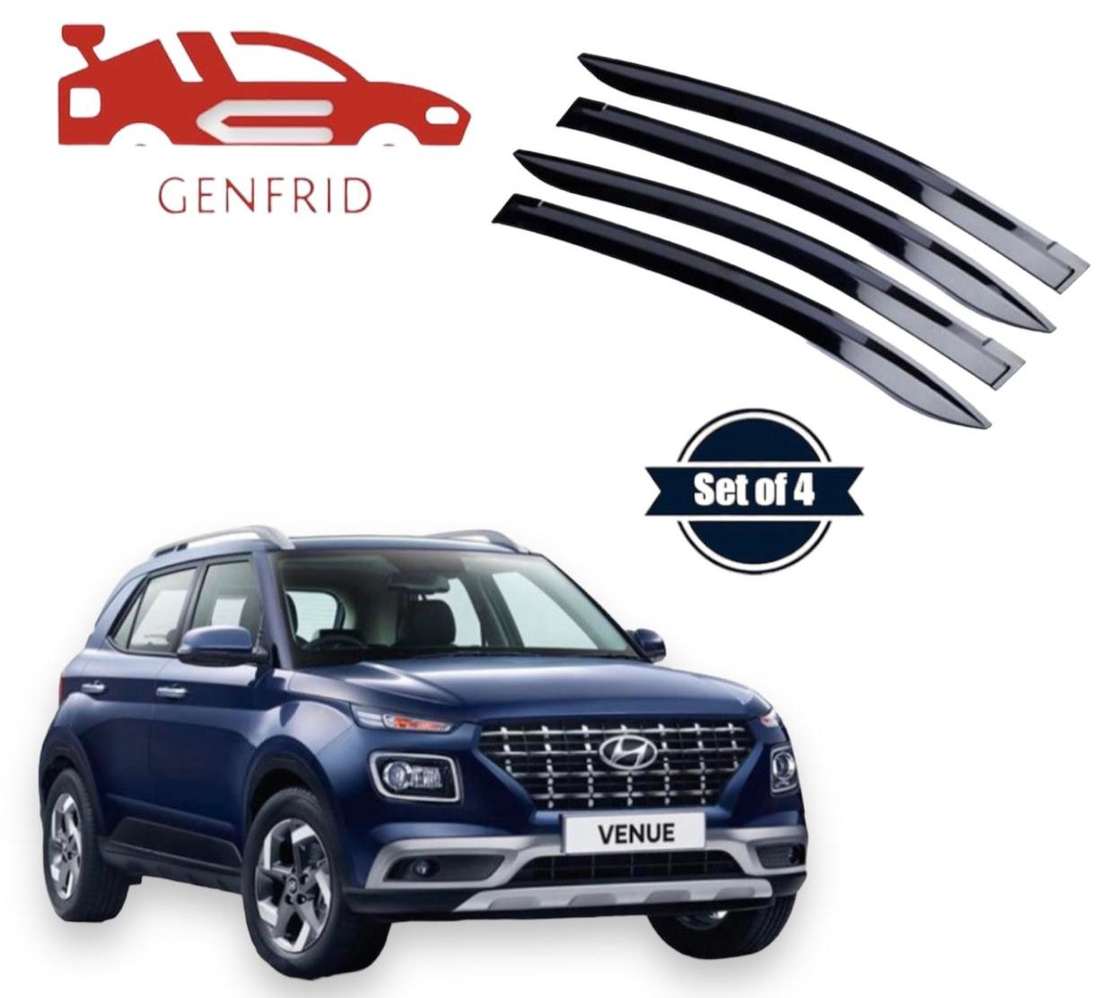 Genfrid Unbreakable Car Door Window Visor For Hyundai Venue