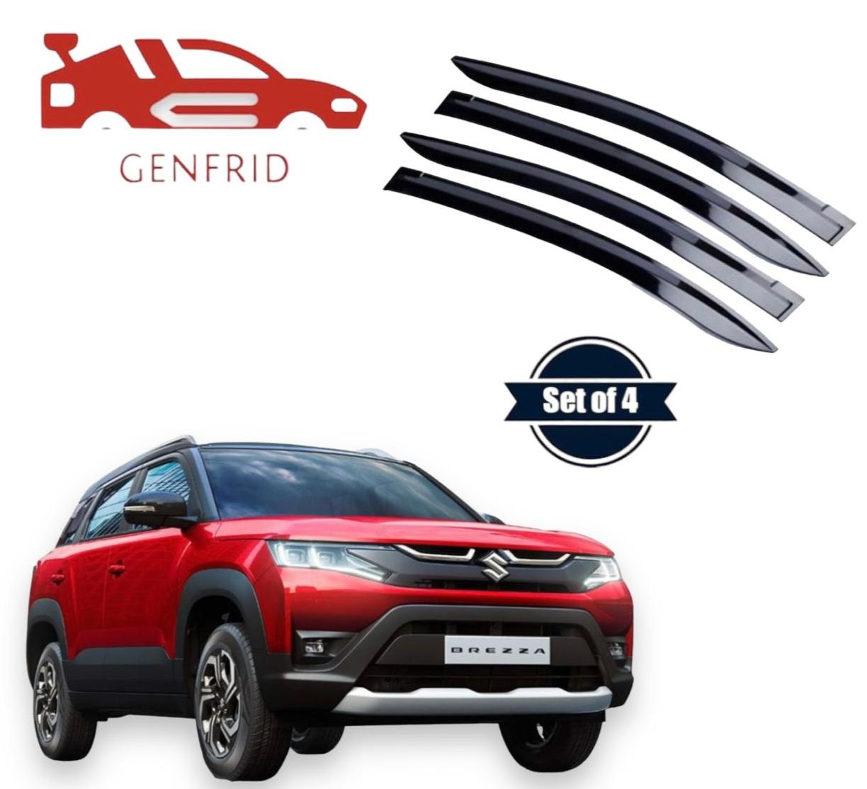 Genfrid Unbreakable Car Door Window Visor For Maruti Brezza