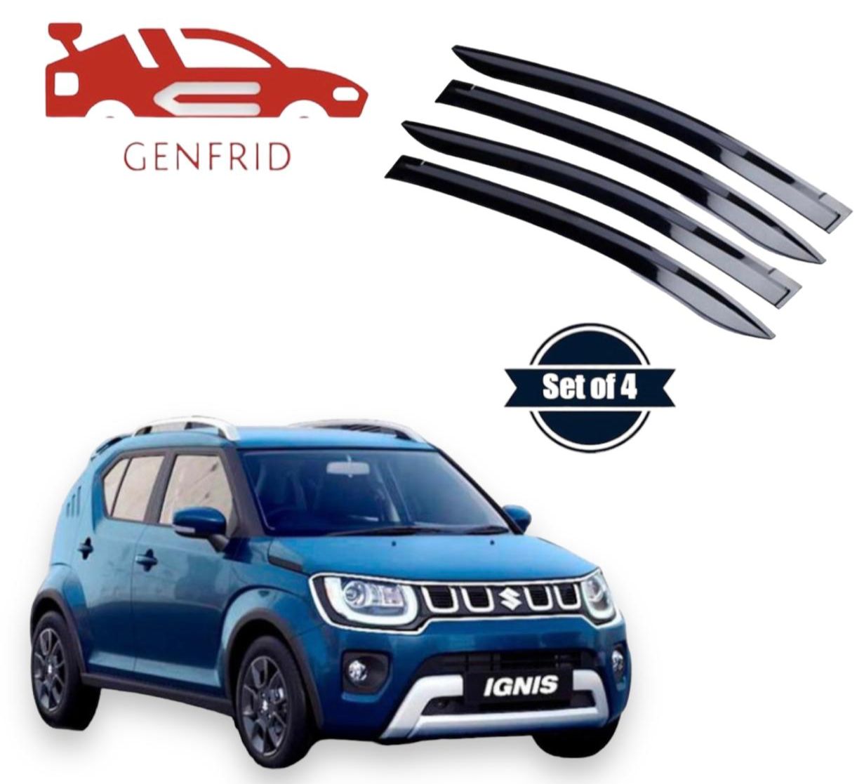 Genfrid Unbreakable Car Door Window Visor For Maruti Ignis