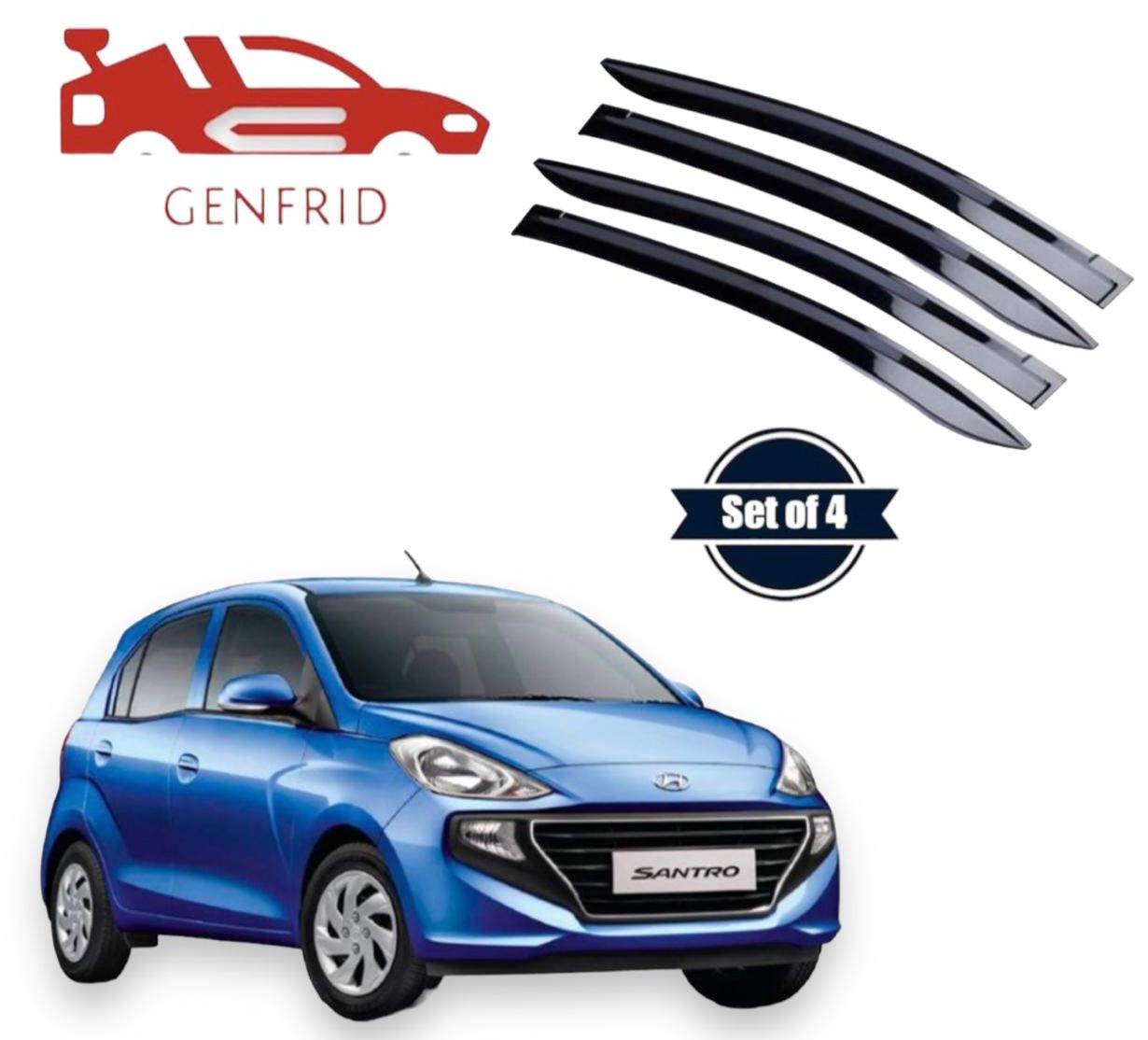 Genfrid Unbreakable Car Door Window Visor For Hyundai Santro