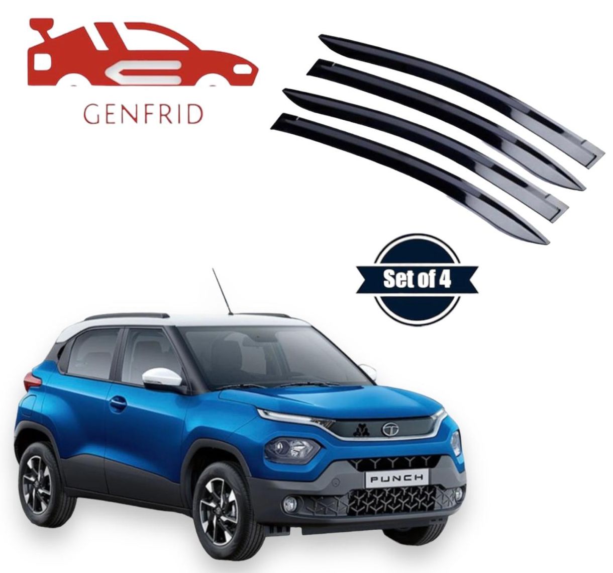 Genfrid Unbreakable Car Door Window Visor For Tata Punch