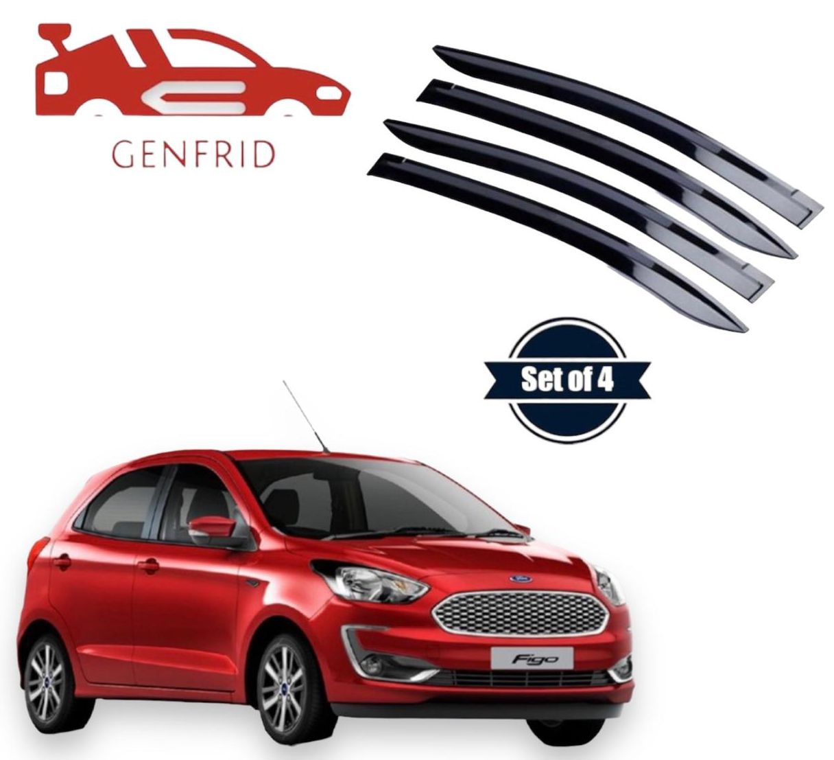 Genfrid Unbreakable Car Door Window Visor For Ford Figo Aspire