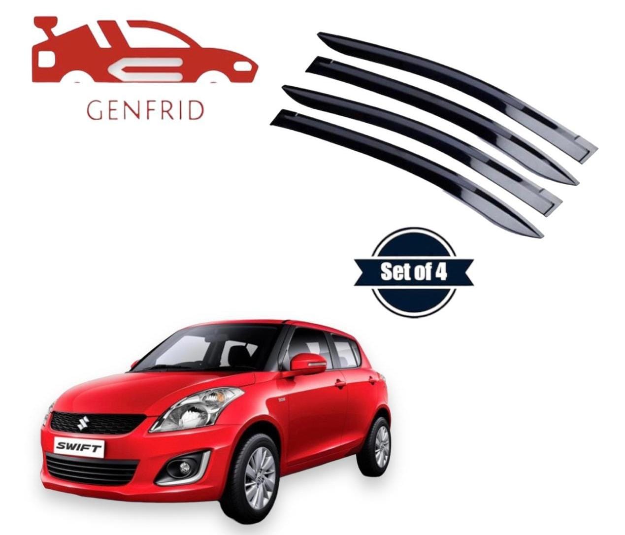 Genfrid Unbreakable Car Door Window Visor For Maruti Swift(2012-16)
