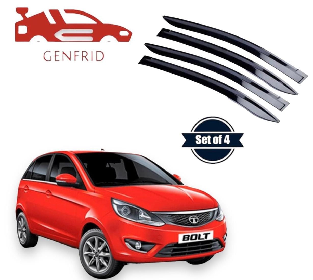 Genfrid Unbreakable Car Door Window Visor For Tata Bolt